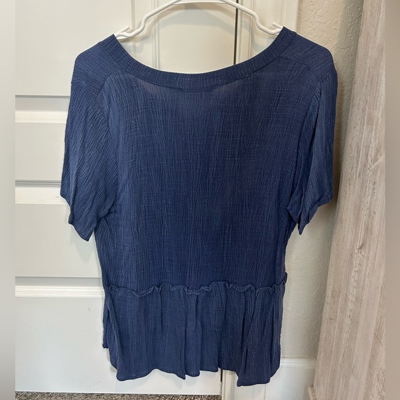 navy blue ruffle blouse - Picture 2 of 3